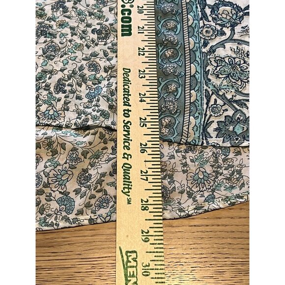 Soft Surroundings Top Women Size Medium Pullover‎ Tunic Henley Floral Roll Tab - Picture 8 of 13